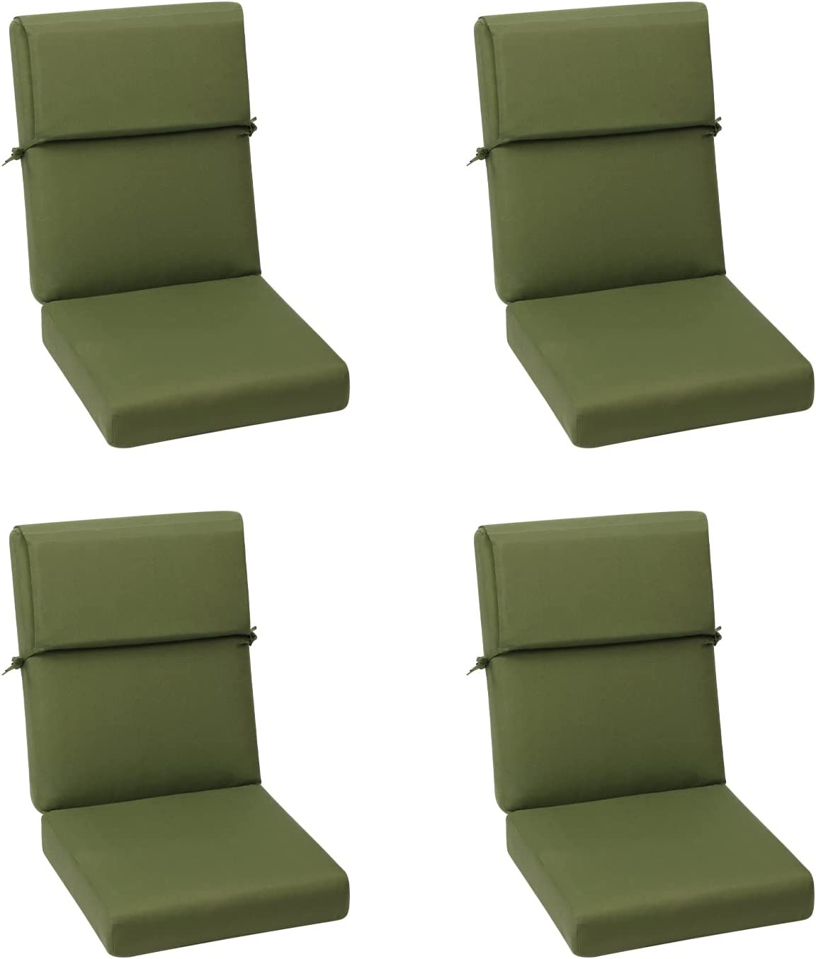 High Back Chair Cushions Set of 4, UV-Protected & Water-Resistant, 46x21x4 Inches CUSHION Aoodor Green  